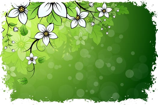 Grungy Floral background with green color