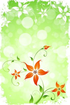 Abstract Grungy Green Flower Background