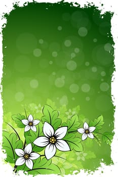 Grungy Floral background with green color