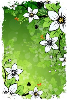 Grungy Floral background with green color