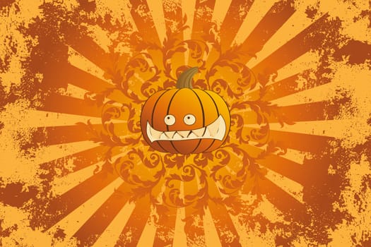 Halloween pumpkin with ornament holiday background illustration