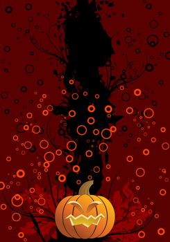 Abstract halloween background with pumpkin vector illustration