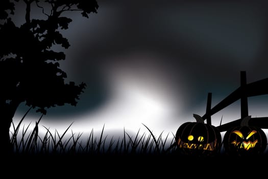 Halloween pumpkin at night Abstract holiday background illustration