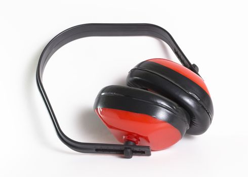 Close-up picture of red ear protectors.