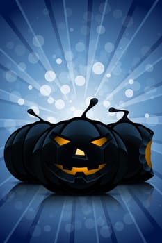 Abstract Halloween Background with Pumpkins and Rays