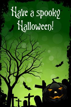 Abstract Green Halloween Card with Message "Have a Spooky Halloween"