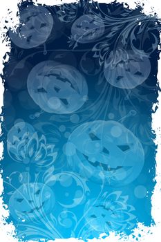 Abstract Grungy Halloween Background with Flowers for Your Design