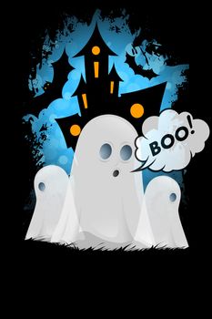 Halloween Poster with Ghosts