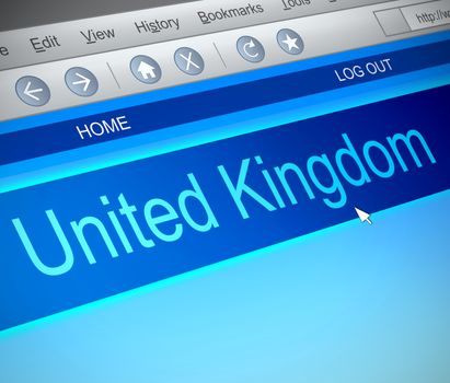 Illustration depicting a computer screen capture with a United Kingdom concept.