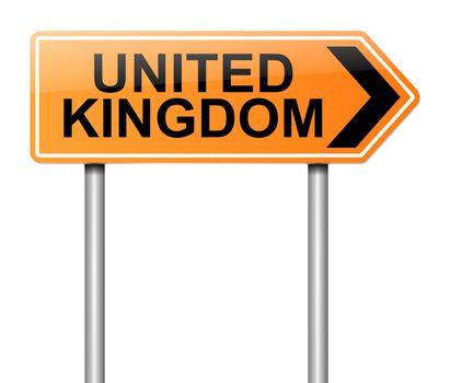 Illustration depicting a sign directing to United Kingdom.