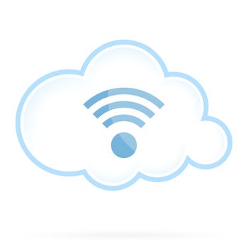 Cloud Computing Technology Icon with Wi-Fi Sign