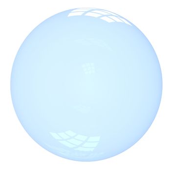 Empty blue bubble isolated over white, 3d render