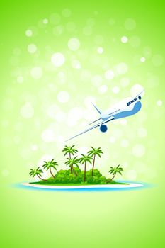  Background wit Tropical Island and Aircraft