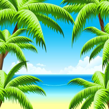 Background Summer Vacation with Sea and Palm Tree