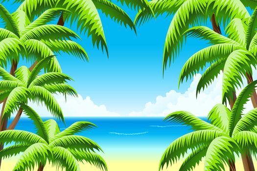 Background Summer Vacation with Sea and Palm Trees