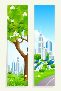 Two Cool Vertical Banners with City