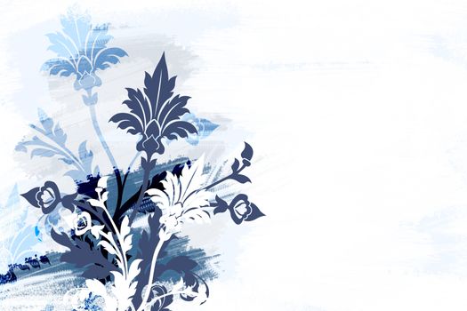 Grunge floral background, digital artwork