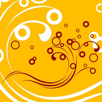 abstract background with circles and scrolls, vector illustration