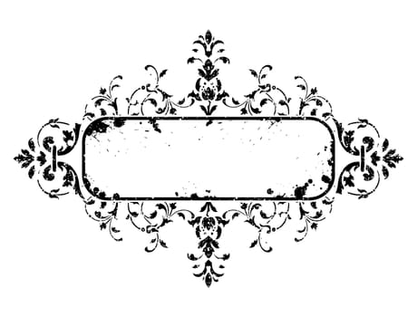 old grunge frame with floral decoration, vector illustration