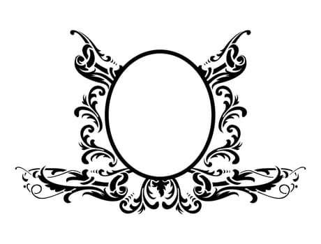 black frame with floral decoration, vector illustration