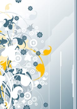 abstract vertical modern background with floral elements, vector illustration