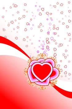 abstract St. Valentine card with flowers heart shapes and circles, vector illustration