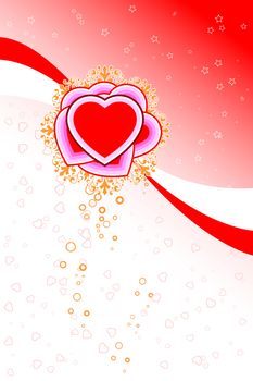 abstract St. Valentine card with flowers heart shapes stars and circles, vector illustration