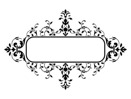 black frame with floral decoration, vector illustration