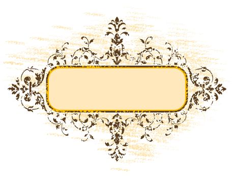 old grunge frame with floral decoration, vector illustration