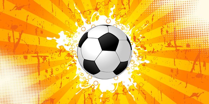 Grunge Vector background with a soccer ball for your design