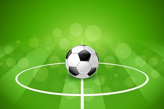 Soccer Ball on Green Background with Gridiron