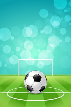Soccer Ball on Background with Grass and Gridiron