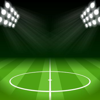 Soccer Background with Bright Spot Stadium Lights