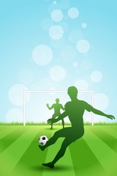 Soccer Background with two Players. Original Vector illustration sports series. Classical football poster.