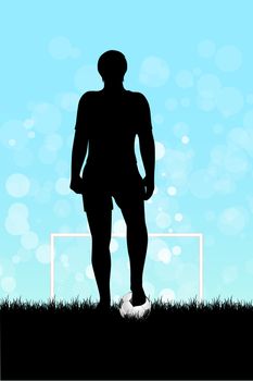 Soccer Poster with Player and Ball on Gridiron, element for design, vector illustration