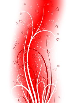 Valentine's Day greeting card with scroll heart on abstract background