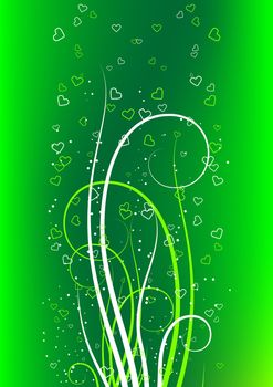 Valentine's Day greeting card with heart on green background