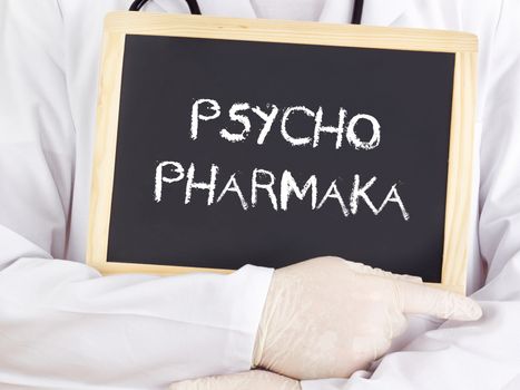 Doctor shows information: psychiatric medication in german