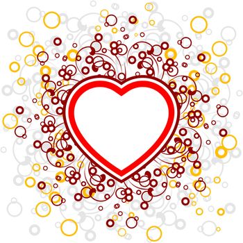 abstract Valentine card with scrolls, heart shape, circles - vector illustration