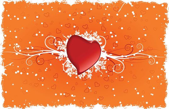 Grunge Valentine's Day Heart with swirls Vector illustration