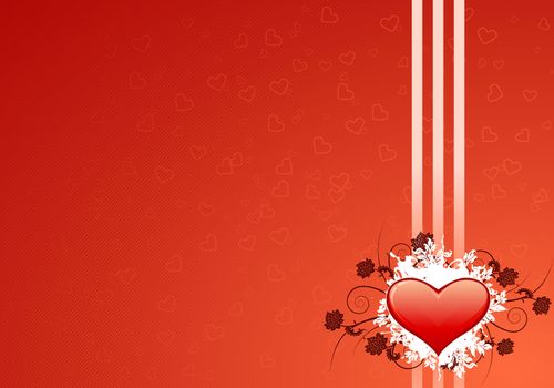 Valentine's day greeting card with abstract Hearts and floral elements