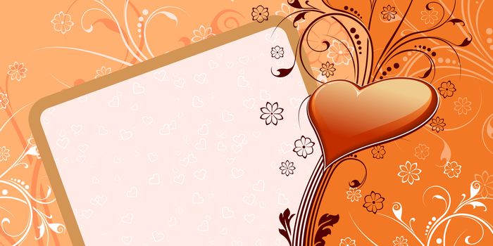 Valentine's day greeting card with abstract Hearts and floral elements