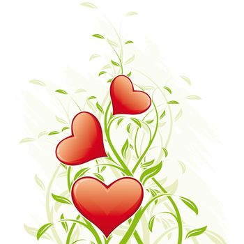 Valentine's Day Heart with floral decoration on white