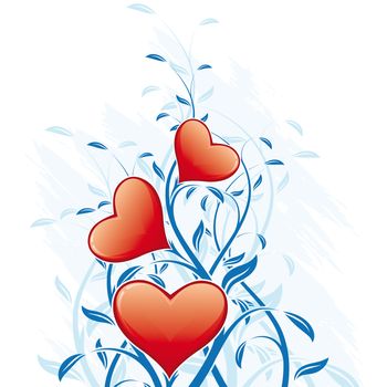 Valentine's Day Heart with floral decoration on white