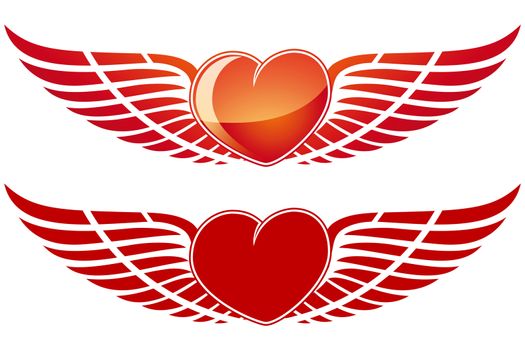 Valentine's Day Heart with wing isolated on white