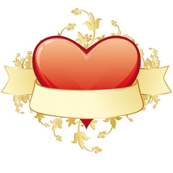 Valentine's Day Heart with ribbon and flowers