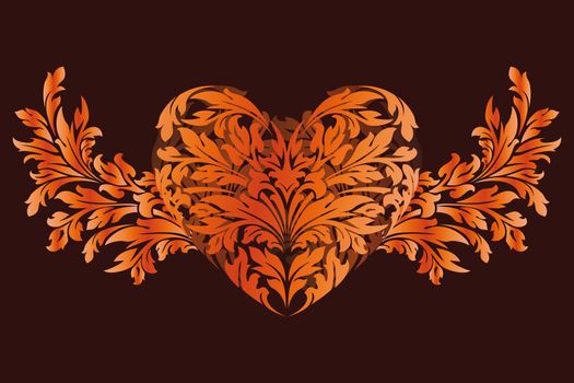 Abstract Stylized Valentine's Day Heart with wing