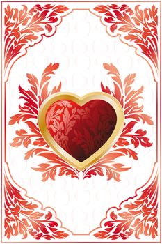 Abstract Stylized Valentines Day card with florals