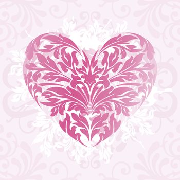 Abstract Stylized Valentines Day card with florals