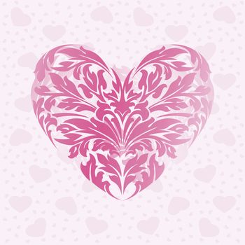 Abstract Stylized Valentines Day card with florals